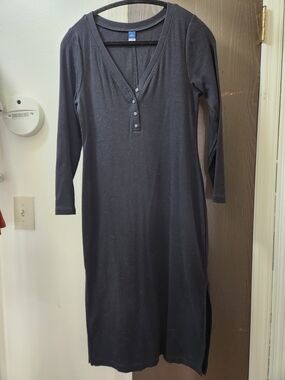 Old Navy Black Midi Henley Dress